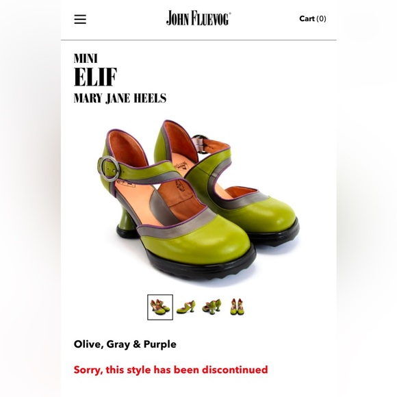 John Fluevog Mini Elif Size 9.5 Mary Jane Heels Olive/Gray/Purple DISCONTINUED - Picture 1 of 14